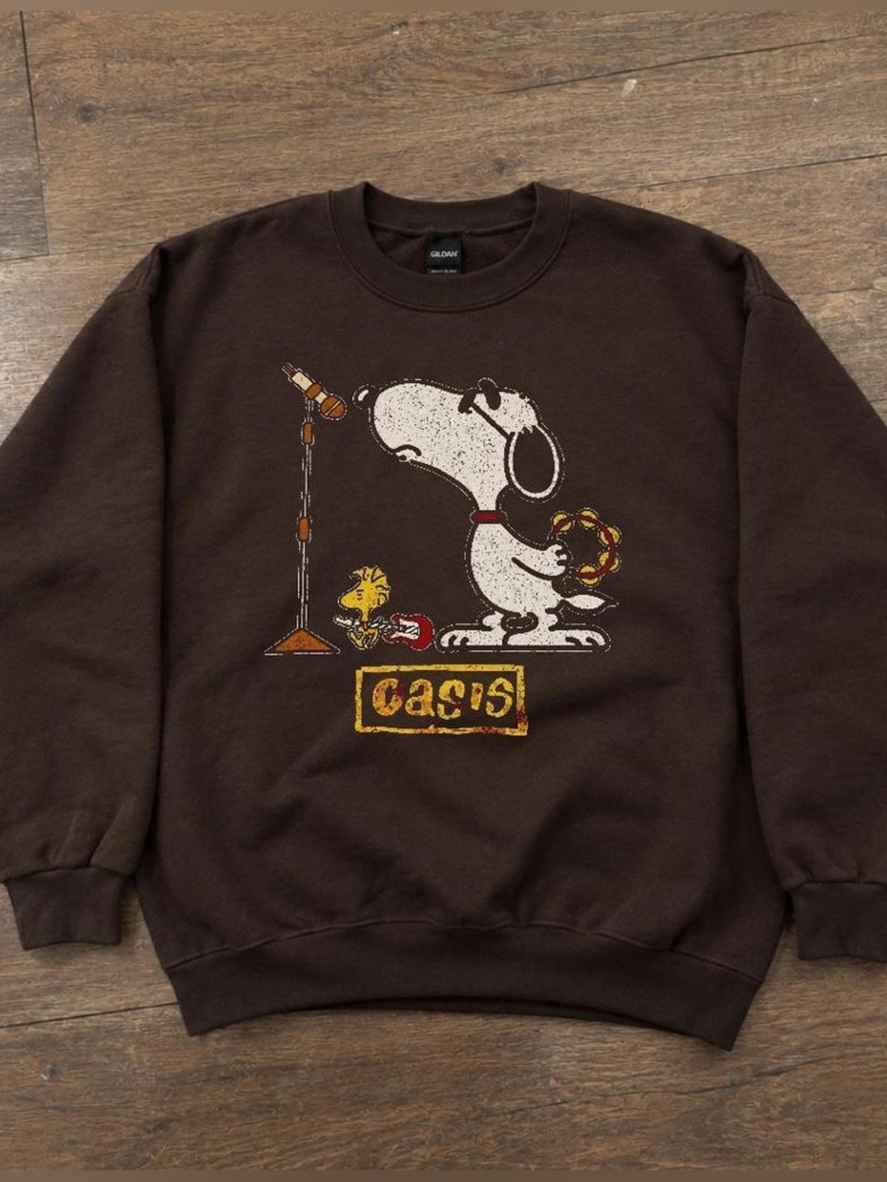 Gildan Dark Chocolate Snoopy Oasis Graphic Sweatshirt